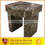 Dark Emperador Marble Bathroom Pedestal Sink thumbnail-1