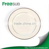 Printed Logo Ceramic Blank White Color 10" Wholesale Double Gold Rimmed Plates