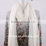 white thin plain 90%modal 10%cashmere scarf wrap