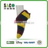 Yellow Brown Navy Contrast Color Stripe Acrylic Floor Footie With Pink Pom Pom thumbnail-2