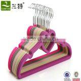 antislip plastic velvet flocked hanger for clothes