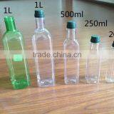 200ml 250ml 500ml 1000ml Square Clear Cooking Olive Oil Plastic Bottle With Plastic Lid