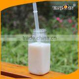 8 OZ Square PET Plastic Milk Bottle BPA Free thumbnail-1