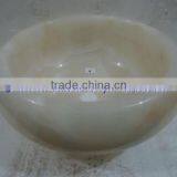 Long Life PURE WHITE ONYX ROUND TYRE SHAPED SINKS AND BASINS thumbnail-2