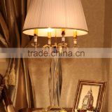 Concise design white fabric lampshade four heads crystal table lamp