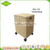 Wholesale handmade paper rope laundry basket with wheels