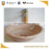 Yellow Wooden Marble Customised Hand Washing Bowls