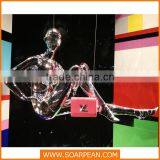 Glossy golden hanging fiberglass female mannequin window display props