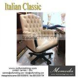 YB69 Luxury Antique Vintage Chesterfield Leather Office Chair Solid Wood Leather Upholstery Chairs Swivel Boss Office Chair thumbnail-1