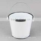 ROUND ENAMEL IRON STORAGE W/HANDLE thumbnail-1