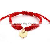 Enamel Gold Heart Charm Handwoven Bracelet Adjustable Braided Macrame Bracelet Promotional Friendship Bracelet thumbnail-2