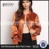 MGOO Foshan Manufacturer Cheap Price Satin Bomber Jacket For Women Shiny Custom Oversized Zip Jackets thumbnail-1