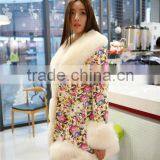 Latest Women Down Jacket Coat PU Leather Coat Big Yards Female Winter Coat Printing Thick Fur Collar Winter Clothes thumbnail-6