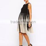 Hot Selling One Piece Black and White Split Maternity Dresses for 6 Months Pregnant Woman thumbnail-1