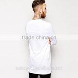 Longline Long Sleeve T Shirt Solid Color Tee With Zipper To The Hem Men's Clothing Tshirt thumbnail-2