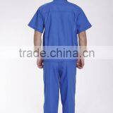 Unisex Blue Polyester Cotton Summer Short Sleeve Work Uniform thumbnail-3