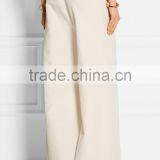 New Trendy 2015 Ivory Slub Twill Wide-leg Pants Office Lady Wear to Work Business Trousers thumbnail-2