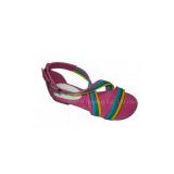 PU material Colorful Ladies Flat Sandals with 1.5cm Heels