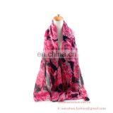Wholesale Fashion Begonia Flowers Printed Joker Tippet Voile Scarf