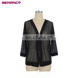 2017 Mesh Tops Plain Black Long Sleeve Open Bolero Cardigan