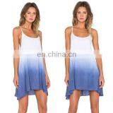 100% Cotton Fashion Women Mini Dress Sleeveless Dip Dye Women Casual Dress