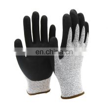 ANSI Level 5 HPPE Seamless Shell Cut Gloves Blade Cut Resistance Gloves Durable Nitrile Grip Antideslizante Anti-cut Gloves