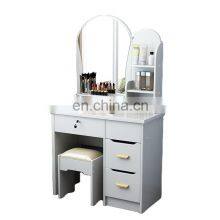 White Dressing Table Makeup Vanity Desk Floral Bedroom With Mirror & Stool