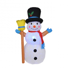 Grijoy Inflatables 4ft Christmas Inflatable White Broom Snowman