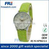 Green pu Leather Quartz Watch for Lady Cheap Promotion pu Band Watch thumbnail-1