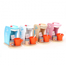 Children's Simulation Wooden Four-Color Bread Maker and Coffee Maker Set for Boys and Girls - Kitchen Pretend Play Toy thumbnail-4
