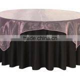 Elegant Pink Organza Table Overlay for Weddings thumbnail-1