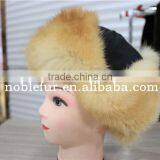 Natural Color Genuine Bomber Fur Hat Real Dog Fur Hat With Ear Flaps Keep Warm thumbnail-3