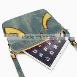 Genuine Leather Bag Women Designers Laptop Bag Shoulder Bag for Ipad With Jean Denim thumbnail-5