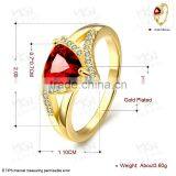 KZCR210 Brass Material Red Zircon Ring Gold Jewelry thumbnail-5