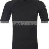92% Polyester 8% Spandex (Lycra) Crew Neck Short Sleeve Black Compression Shirt / Rash Guard With Sublimated