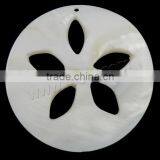 White Flat Round Natural Freshwater Shell Pendants thumbnail-1