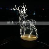 New Deer 3D Led Lamp with Solid Wood Base