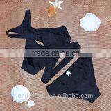 2016 Summer New Black Sexy Plus Size Swimwear Cross Halter Top High Neck Bikini Set Women Swimwear Bikini thumbnail-4