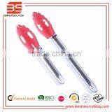 Stock LFGB Silicone+stainless steel Food safe Locking food tongs