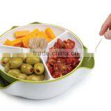 New Large Plastic Double Dish Snack Bowl With Compartments thumbnail-1