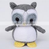 Crocheted handmade white and Gray Owl Toy