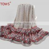 Large Fashion Girls Women Shawls and Stoles Scarf Wraps 100% Cotton Voile Hyacinthus Orientalis Pattern With Tassels Design thumbnail-6