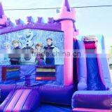 Frozen Commercial Bouncy Castles, 3 in 1 Purple and Pink Air Trampoline for Child