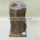 Antique Decorative Wooden Candle Holder With Metal Platelet thumbnail-2