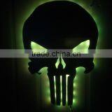 Creative Punisher Skeleton Shape Design Wall LED Light Mirror, Remote Control Colorful Decorative House Wall Mirror Light thumbnail-3