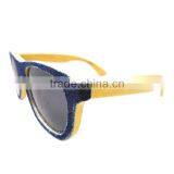 Denim + Wooden Frame Sunglasses Hot Selling Wooden Eye Glasses Special Design Sunglasses thumbnail-4