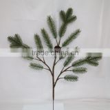 Outdoor plastic pine tree branch and leaves with cone