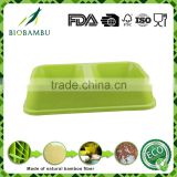 Professional Diswasher safe rectangle bamboo fiber pet double bowl