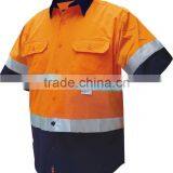 OEM Custom Short Sleeves 100% Cotton Safety Uniform Hi Vis Reflective Work Shirts thumbnail-1