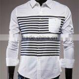 British Style Slim Fit Man Shirts Contrast Stripes Fashion Long Sleeve Mens Shirts thumbnail-2